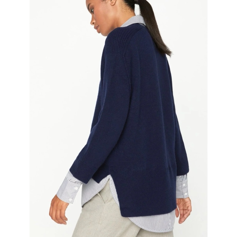 Brochu Walker Navy The Looker Layered V-Neck Sweater M - Picture 4 of 10